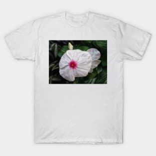 small delicate periwinkle white flower with scarlet center T-Shirt